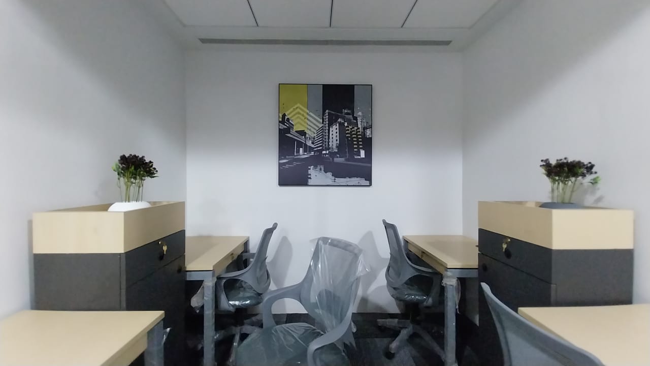 Professional business cabin with desk and chair at Monet Offices Mumbai